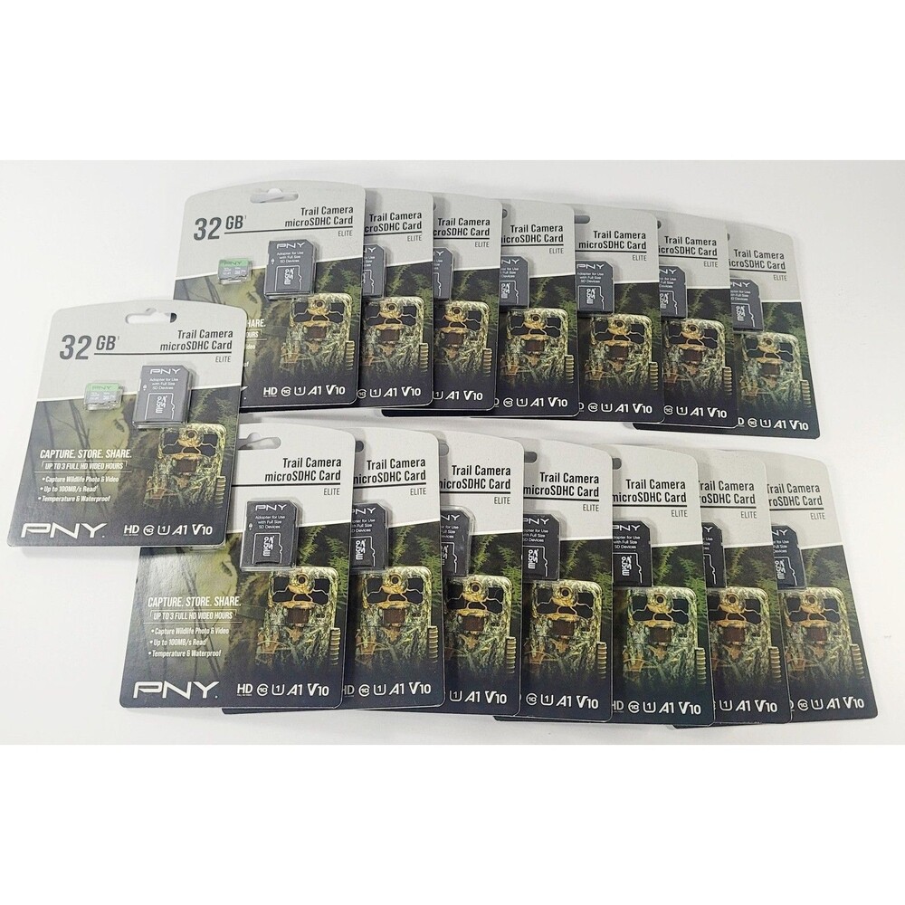 Lot of 15 PNY 32GB MicroSD Trail Camera MicroSDHC Card Elite with Adapter